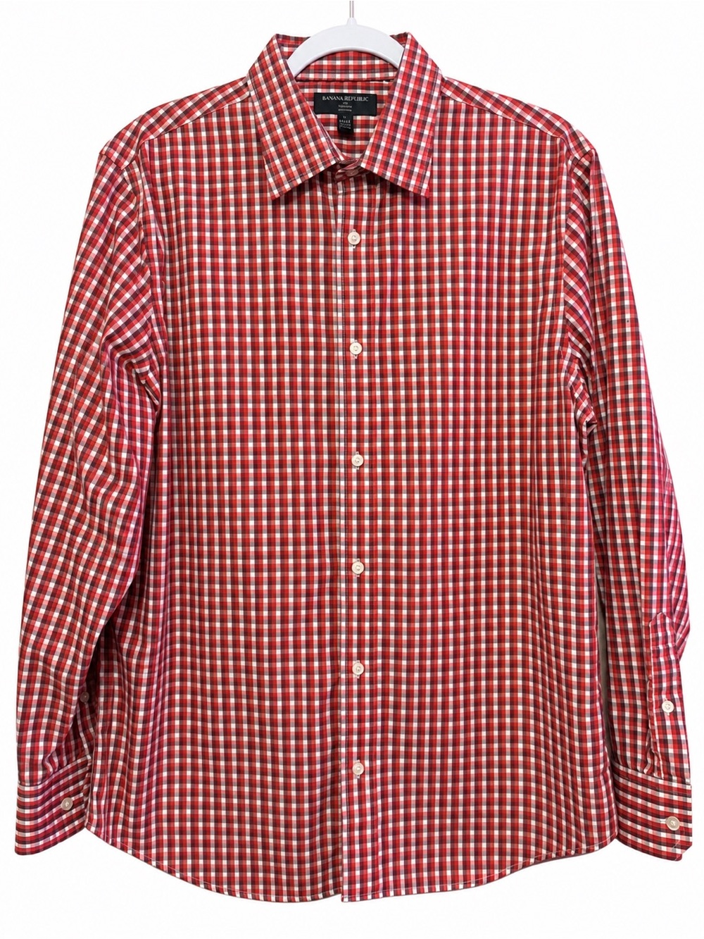 Banana Republic Men’s Red Plaid Long Sleeve Button-Down Shirt – Size Medium